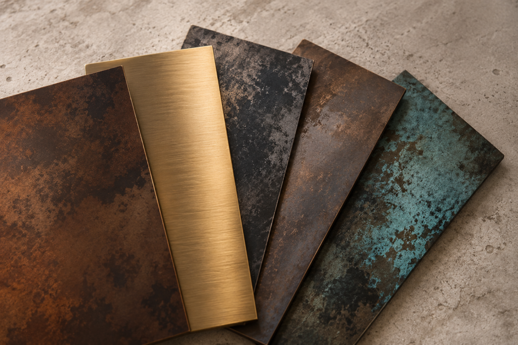 Bespoke metal finish samples developed by Liquid Atelier