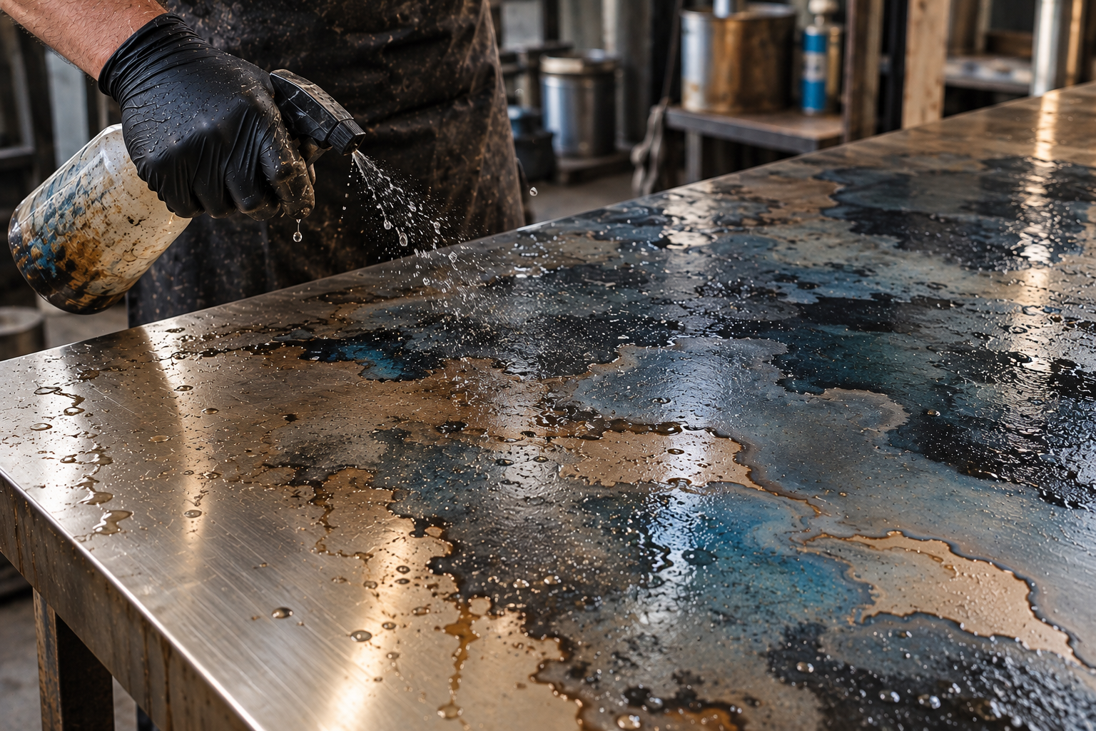 Stainless patina created by Liquid Atelier