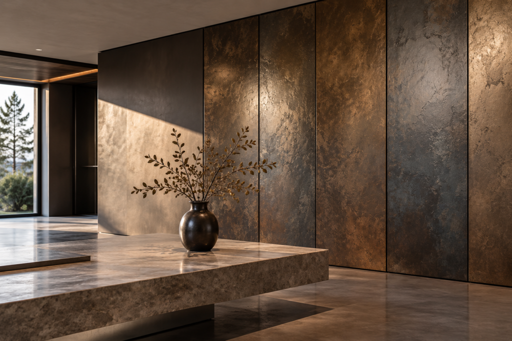 Bespoke bronze architectural wall panels by Liquid Atelier
